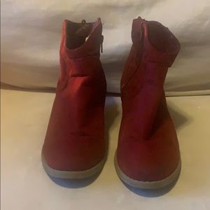 Maroon suede booties